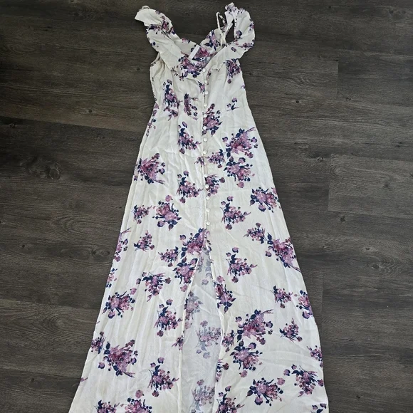 Floral Maxi Dress with Ruffle Straps - Picture 1 of 2